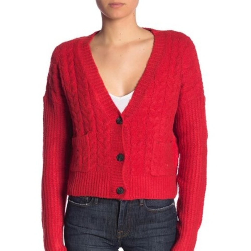 John + Jenn cardigan sweater bright red M